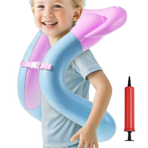 Colete salva-vidas para crianças, mangas de natação para crianças, com cinto de segurança ajustável para piscina de 3 a 15 anos