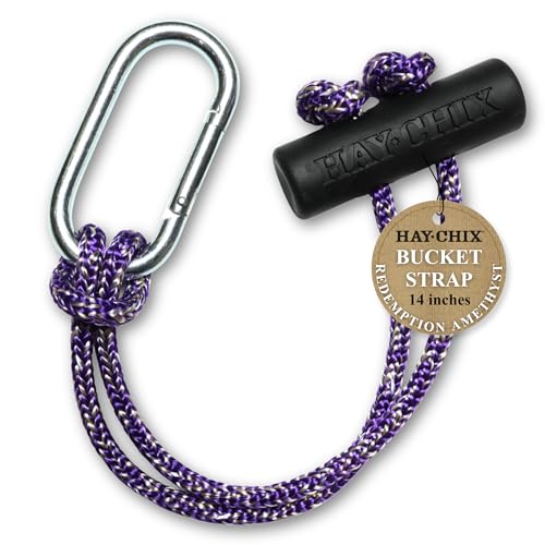 hay chix Horse Bucket Strap for Stalls | Bucket Hanger for Water Buckets | Multipurpose Hanging Strap for Trailer Barn Stable and Horse Show Use | Easy to Use Durable | 14 Inch R. Amethyst