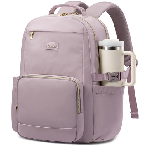 Image of LOVEVOOK Laptop Backpack for Women with Pouch Pocket for Large Capacity Cup,18 Inch Laptop Computer Bag Travel Backpack Purse,Waterproof Work Business Backpack College Teacher Bags,Grayish Purple