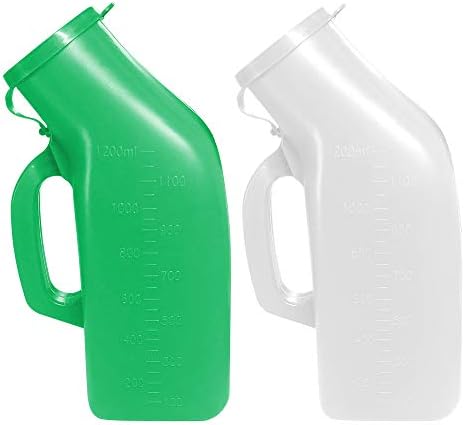 Urinals for Males Thick Agency Transportable Urinal, Urine Assortment for Hospital, Incontinence, Aged, Journey Bottle and Emergency (White + Inexperienced) 2 Packs-1200ml