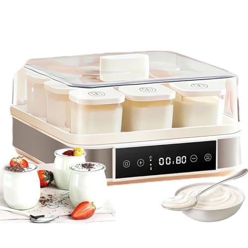 Yogurtiera Automatica, Fermentatore Elettrico Digitale per Yogurt, Fermentatore per Pasta Natto con Controllo della Temperatura e del Tempo, Barattoli di Vetro da 9 Pezzi, per Yogurt Fatto in Casa
