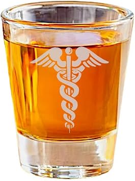 Hip Flask Plus 2oz Pharmaceutical Hermes Greek Caduceus Shot Glass pharmacy