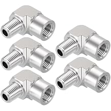Pack of 5, 3/8" FeMale NPT to 3/8" Male NPT Solid 304 Stainless Steel Barstock Street Elbow, Forged Pipe Fitting for Pipe Repair, Bathroom Remodel, Tool Extension, Compression