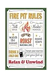 Korrazi Hiking-Lover Metal-Sign Wall-Art Décor-Poster, Fire Pit Rules，for Cabin Patio Outdoor Adventure Camps Home Backyard Garden Cottage Plaque 8x12 Inch