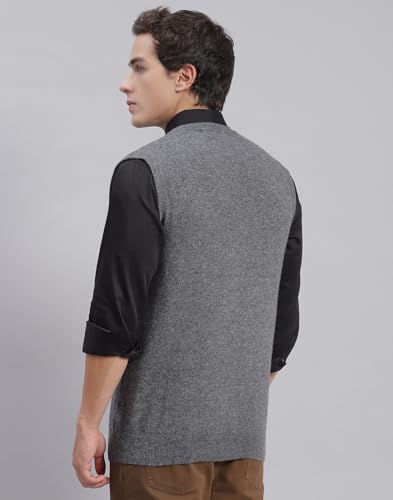 Image of Monte Carlo Off White Solid V Neck Sweater | Warm Woolen Pullover for Men | Soft Comfortable Knitted Winter Wear Sweater for Men's