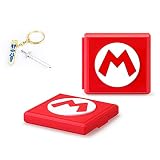Étui de Rangement pour Jeux Compatible pour Nintendo Switch, Boîte à Coque Rigide Portable et Mince, Étui de Rangement pour 12 Cartes pour Switch avec Porte-clés Amovible (Mario Rouge M)