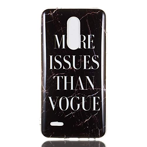CUAgain Funda Compatible con LG K10 2018/LG K11 Silicona Mármol Antigolpes Dibujos Ultrafina Motivo Cover Carcasa Case Bumper Resistente Protección Flexible,Negro