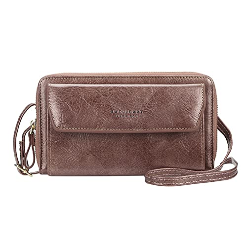 Sac messenger longueur moyenne marron pour femme avec rangement smartphone