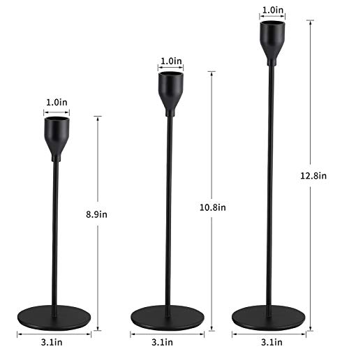 Shionson Matte Black Candle Holders Set Of 3 For Taper Candles, Modern Decorative Candlestick Holder For Table, Centerpiece For Wed,Fits 3/4 Inch Thick Candle&Led Candles #TOP5
