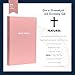 Personalized KJV Bible Faux Leather Small Print Economy Bible with Custom Name at The Lower Right Side & Red-Highlighted Verses, Custom Gift for Christian & Religious Events | Pink