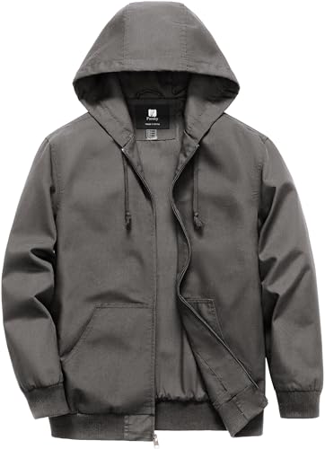 Pursky Men Field Jacket Men's Warm Cotton Outerwear Jackets Spring Active Coats Mens Fashion Casual Bomber Canvas Windbreaker Coffee M