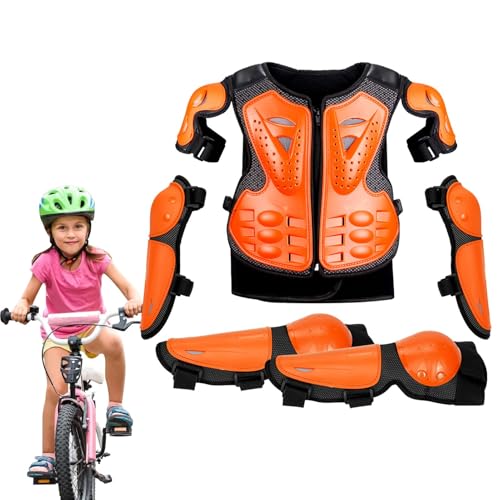 Equipamiento de motocicleta para niños – Protector de pecho para montar a caballo, equipo de seguridad para ciclismo, 5 piezas, cómodo traje de protección con rodilleras, codos, brazos y hombros
