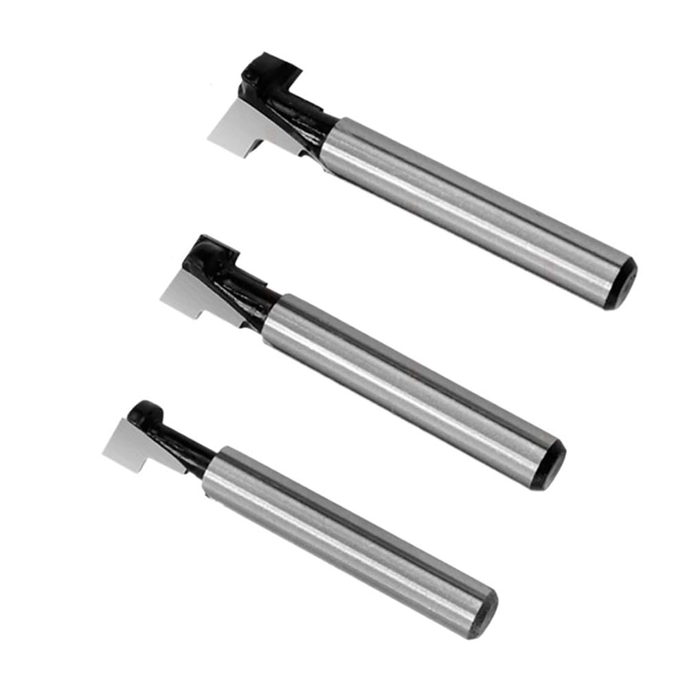 Ptrecniok One Color T-Slot Milling Cutter， 3Pcs, 8/9.5/12.7Mm T Slotting Milling Cutters, 1/4" Shank