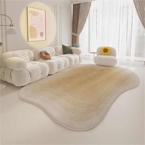 Tapis moderne abstrait irrégulier jaune lavable et antidérapant - 2