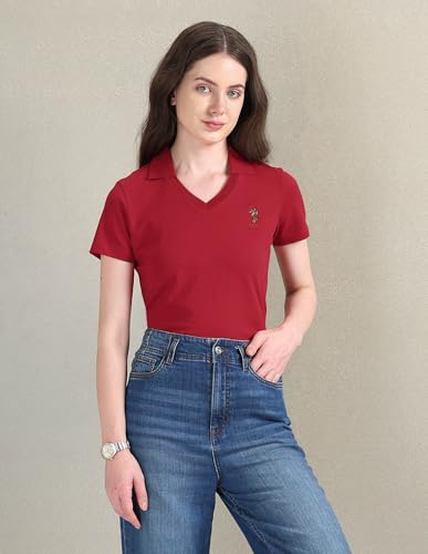 Image of U.S. Polo ASSN. Women's Cotton Regular Fit Solid Polo Shirt