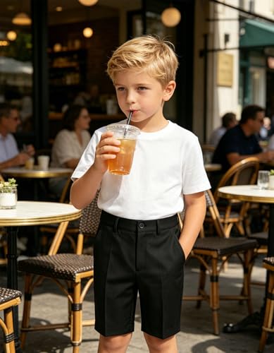 Image of Boy Shorts Kids Stretch School Uniform Clothes Flat Front Dress Casual Shorts with Pockets for Summer