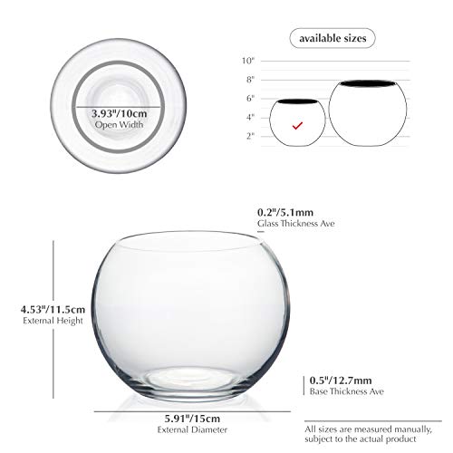 Wgv Bowl Glass Vase, Diameter 6", Height 4.5", Open Width 4", (Multiple Sizes Choices) Clear Bubble Planter Terrarium Fish Bowl For Wedding Event Home Decor, 1 Piece (Vbw0006A) #TOP1