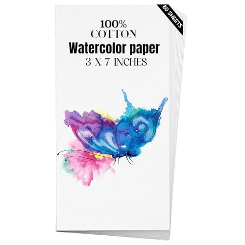 Watercolor Paper 3x7 inches 80 Sheets,Heavyweight Artist Paper 140lb/300GSM Cold Press Natural Cotton Paper for Students Artists Watercolor Drawing