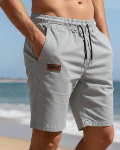Image of Men's Cotton Casual Shorts |Knee Length Regular Fit Half Pant for Men| Elastic Waist with Drawstring | Regular Fit Shorts | Bermuda Shorts for Men | Lightweight Perfect for Workout, Beach & Summer