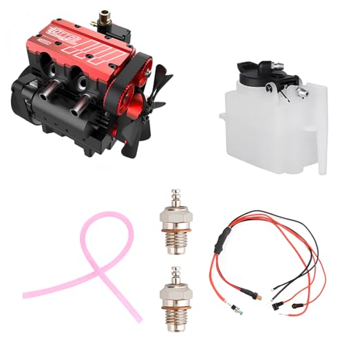 ENGINEKITOR Mini L2 Nitro Engine Model Kit with Starter Motor – FS-L200 2-Cylinder Glow Plug...
