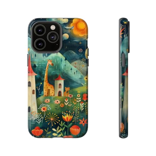 Coque rigide iPhone 14 Pro Max verte paysage fantastique brillant fille