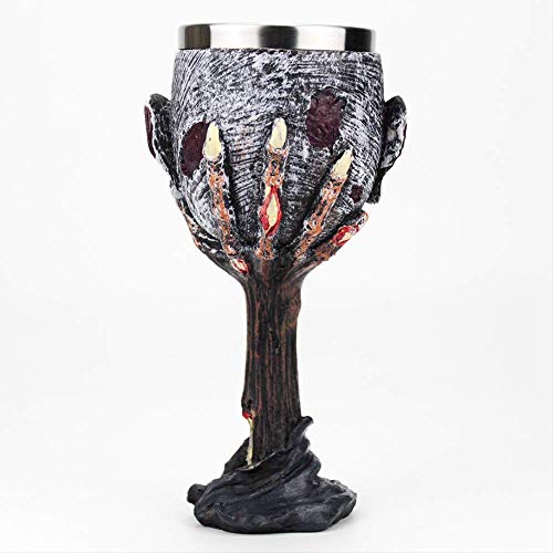 LBSST Gotischer Weinkelch Edelstahl & Harz Weinglas Wikinger Retro Schädel Drachenklaue Samoaner 3D Kelch Beste Verwandte Freunde Geschenke Cover