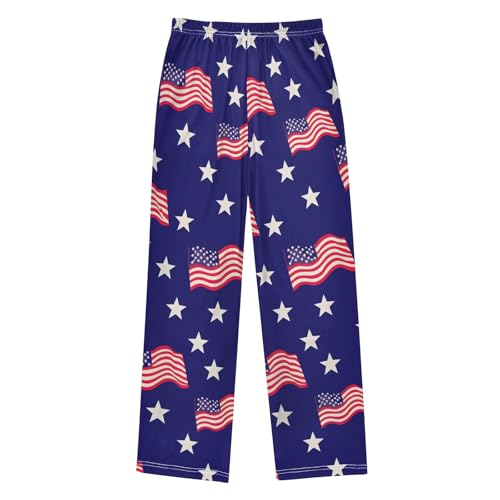 American Flag Stars Pajama Pants Elastic Waist Lounge Pajama Bottoms Long Pj Pants with pockets2