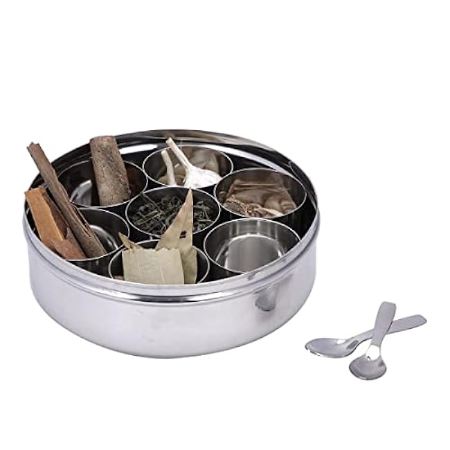 Stainless Steel Spice Box,Spice Container,Masala Box With 7 Containers,Transparent Masala Box,Spice Box,Spice Rack Container