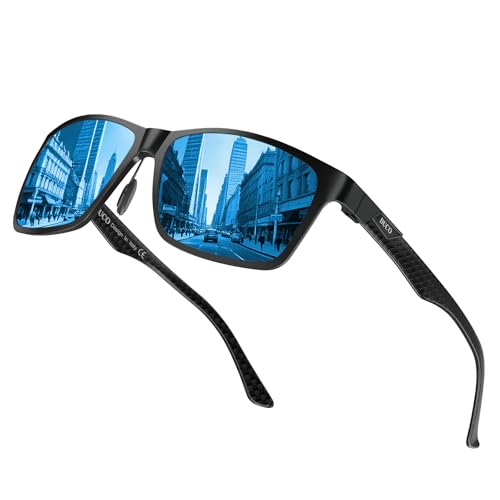 DUCO Polarized Sunglasses Men Lightweight Al-Mg Carbon Fiber Rectangle Sunglasses for Men UV400 Protection Sun Glasses 8206