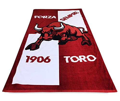 tex family Telo Mare Sport Forza Toro Misura Grande cm. 90 X 170 e Cartolina Torino È Stata e resterà Granata