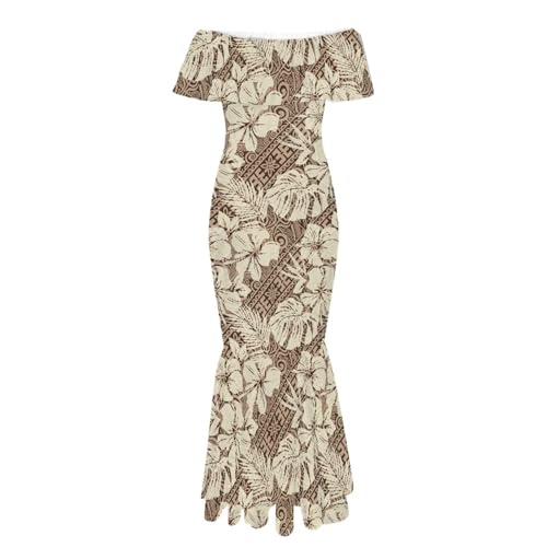 Image of Polynesian for Women S-7XL Off Shoulder Maxi Dress Hawaiian Summer Dresses