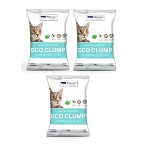 PetCrux Eco Clump Cat Litter | Natural Bentonite Clay| Natural Ingredients | Superior Odour Control | 99.9% Dust Free Scoopable (for Multiple Cats), 15kg Total – 3 Packs of 5kg