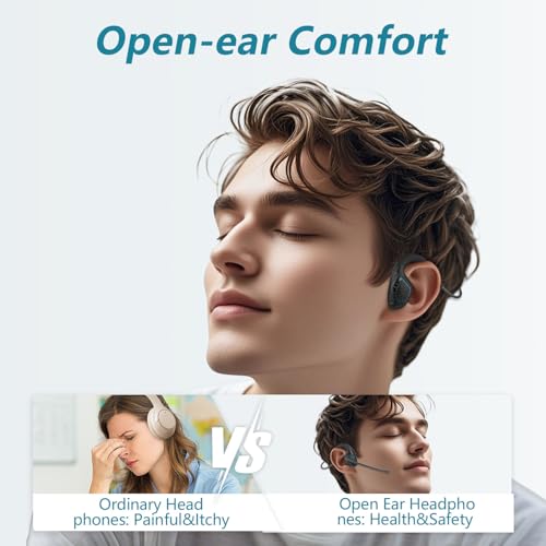 Image of BANIGIPA Bluetooth Headphones with Boom Microphone, Open Ear w /Noise Canceling Mic, Wireless Headset for Phone Laptop PC Computer, Light and Comfortable for Office Meeting Home Working-10 Hrs