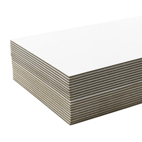 Frametory, Pack of 20 Heavy Duty Chipboard sheets, 5x7 inch White Bookboards, 80PT(0.08