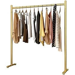 Estanterias Fac ARALEL Percheros Burro Riel De Ropa De Metal Dorado, Estante De Ropa para Colgar Ropa, Perchero Boutique para Dormitorio Y Guardarropa, Perchero De Un Solo Riel Fác(Size:80X40X160CM,Color:Oro)
