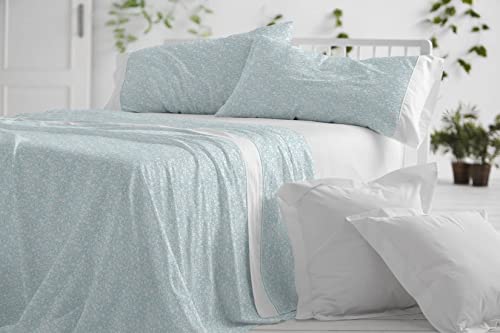 BURRITO BLANCO Bettwäsche-Set 515 | für Einzelbett 90 cm | Bettwäsche-Set, Alhoma-Bezug und Spannbettlaken | Türkis Cover
