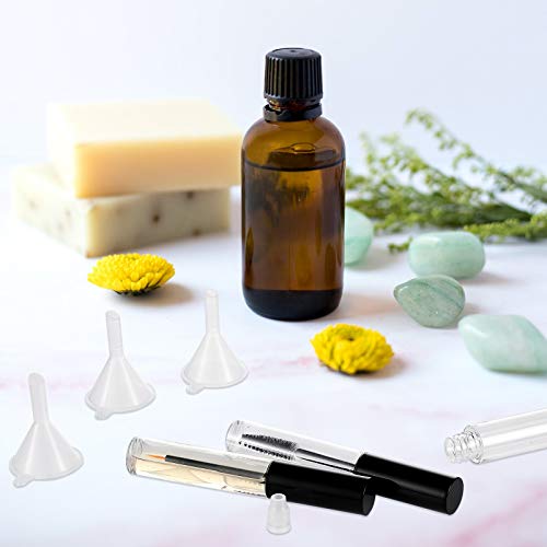 Patelai 12Pcs 10ml Empty Mascara Tubes Set Includes 4 Eyelash Serum Container Bottles, 4 Liquid Eyeliner Containers, 4 Funnels for Castor Oil DIY Mascara Empty Eyelash Serum Tube Set4