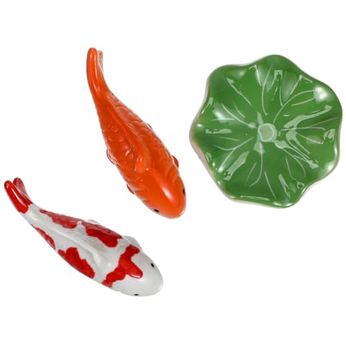 PENIKOKO 3個 フローティングセラミック魚置物点 耐久性ある素材 水面浮遊デザイン 水槽 園 テーブル装飾用 熱帯魚風リアルオーナメント