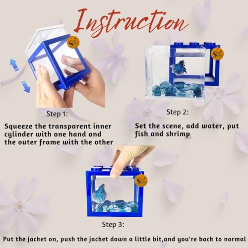 Image of Sage Square Lego Mini Betta Fish Tank Aquarium (12cm X 7.5 cm x 10.5 cm) (Pack of 4)