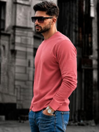 Image of Mack Jonney Men's Solid Winter Sweatshirt|Soft Fleece Fabric Full Sleeve Round Neck Sweatshirt|Stylish Casual Wear for Men-mj-281