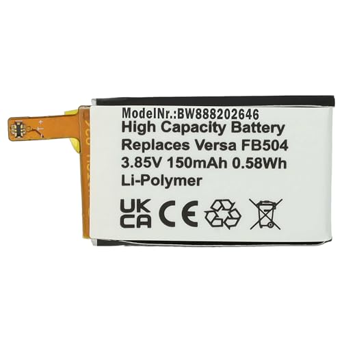vhbw Batería Compatible con Fitbit Versa, FB504, FB505 smartwatch, Reloj de Actividad (150 mAh, 3,85 V, Li-Poli) + Herramientas