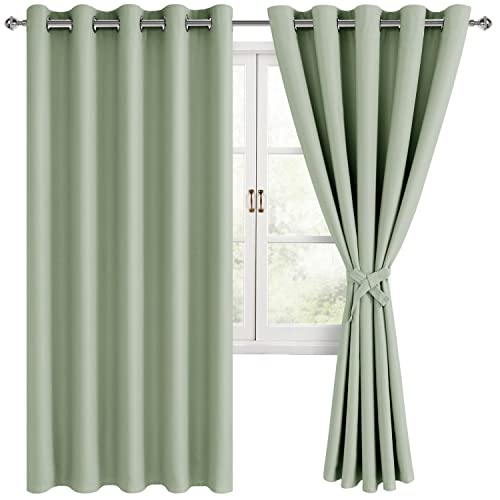 Hiasan Blackout Curtains for Bedroom, 60 x 63 Inches Length, Seafoam Green