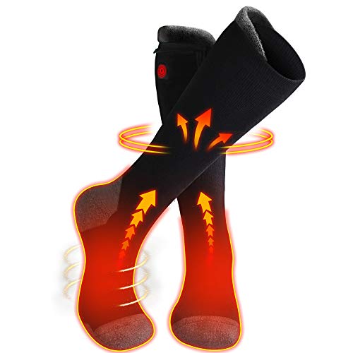 CODSOK Mens Rechargeable Electric Heated Socks,7.4V 2200mAh Battery Powered Cold Weather Heat Socks for Men Women,Outdoor Riding Camping Hiking Motorcycle Skiing Warm Winter Socks