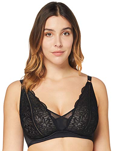 Iris & Lilly Women's DD+ Underwired Non-Padded Bra, Black, 34DD