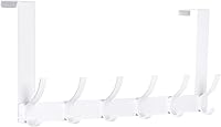 Optish Over The Door Hooks with 12 Coat Hooks - Heavy Duty Towel Rack for Bathroom & Bedroom, 45 lbs Capacity, White