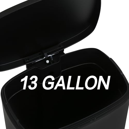 Basurero moderno negro de 13 galones con pedal miniatura 7