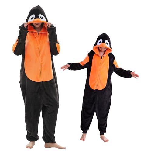 CuteOn Unisex Animal Onesie Pajamas Cosplay Halloween Costume Christmas Sleepwear Homewear for Kids Penguin 10-11Y