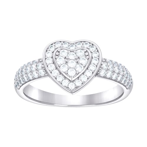 Bague pour femme en argent avec zircone cubique cœur large 3,6 mm taille 8