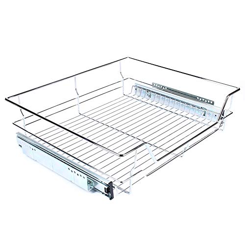andejas de Cajones Extraíbles de Alambre Acero, Cesta de Almacenamiento Deslizante Flexible para Armario de 600 mm Cajón de Cocina telescópico de Acero Inoxidable sólido y Resistente Máx. 20 kg