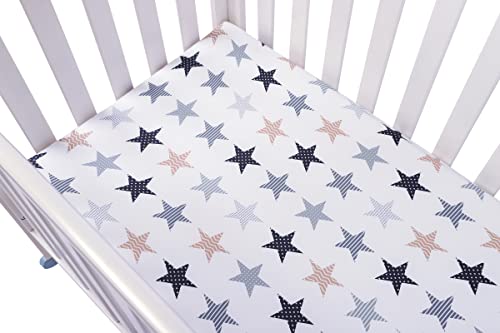 Pack N Play Sheets Set 2 Pack Stretchy Jersey Knit Playard Fitted Sheets Portable Mini Crib Sheets, Convertible Playard Mattress Cover, White And Grey, Chevrons And Stars #TOP7